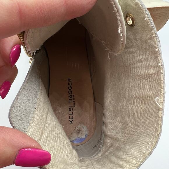 Kelsi Dagger Brooklyn Studded Wallace Buckle Leather Boots Cream Block Heel 8.5 - Picture 13 of 16